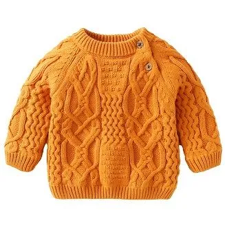 Cable Mynstur Þykknun Knit Baby Peysur Vetrarpeysa