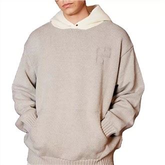 Casual Jacquard hettupeysa fyrir karla